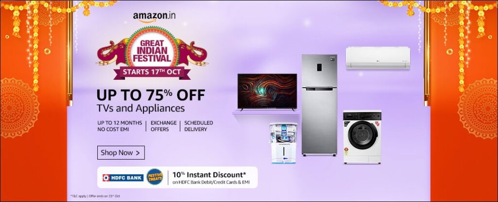 TV & Appliances Mobiles Home & Kitchen Amazon Fashion deals discounts offers coupons