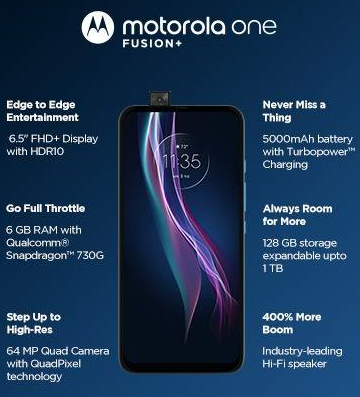 Motorola One Fusion mobile phone under ₹ 20000